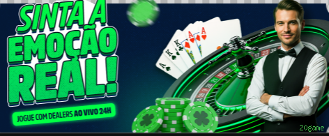Imagem promocional do cassino online da 20game mostrando jogos ao vivo